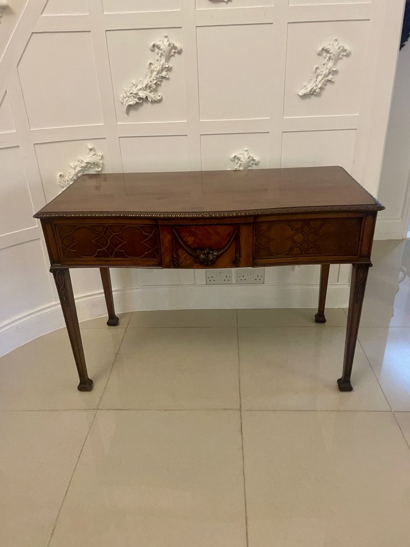 Antique Victorian Quality Carved Figured Mahogany Serving/Console Table